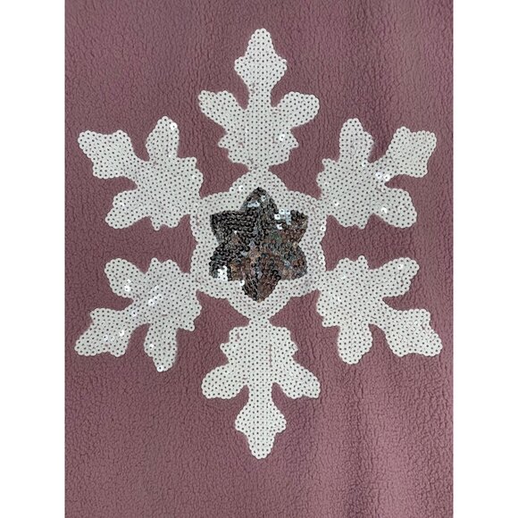 Como Vintage Womens XL Pink Fleece soft Sweatshirt with Snowflake Design - Picture 3 of 8